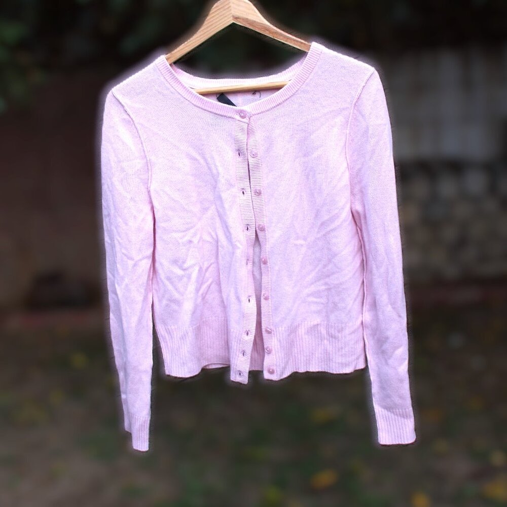 Aqua Cashmere Light Pink Cardigan L